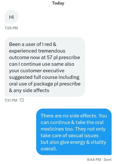 Text conversation about a product iRed