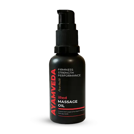 Ayamveda Red Massage Oil bottle on a white background